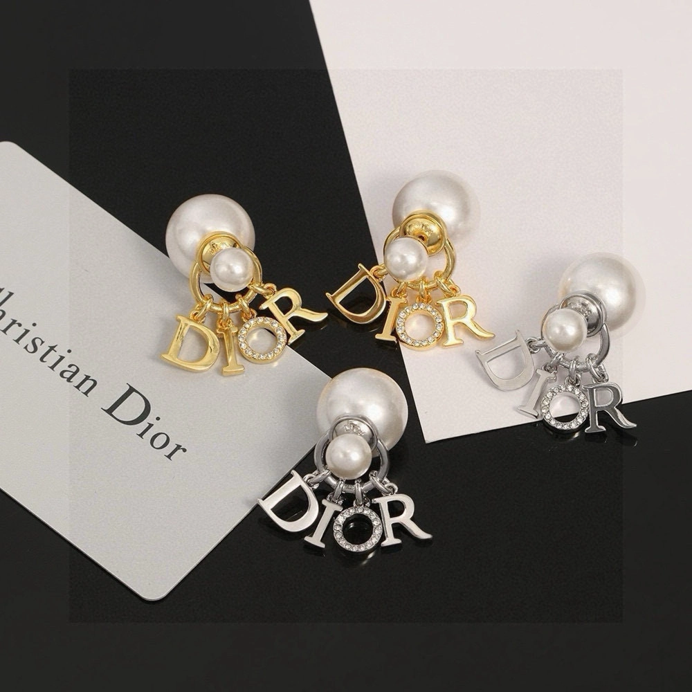 Dior Tribales Earrings White Resin Pearls and White Crystals