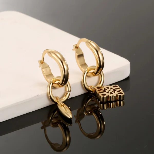 Loewe Anagram Asymmetric Earrings in Gold