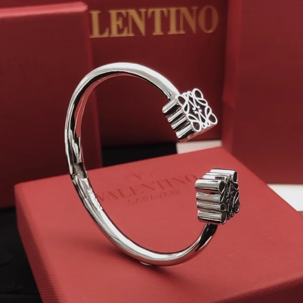 Loewe Sterling Silver Anagram Cuff Bangle