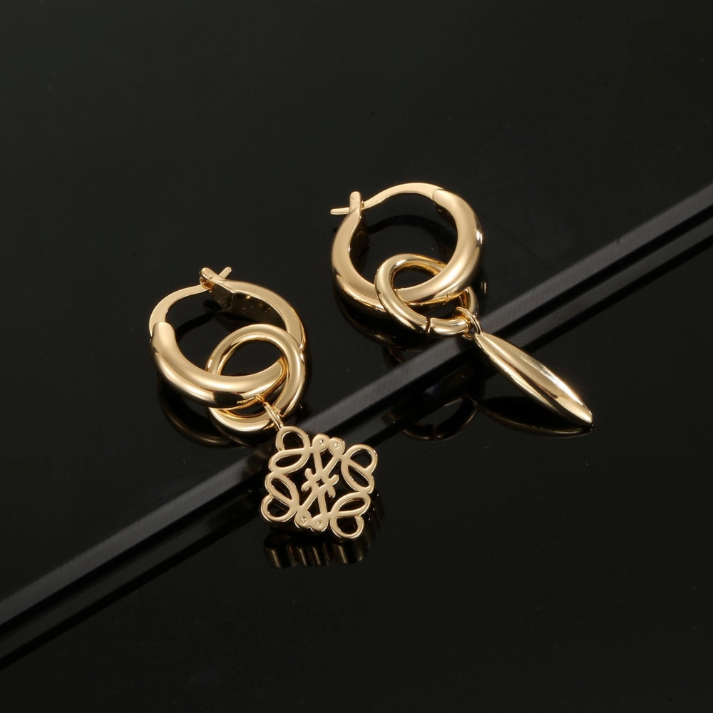 Loewe Anagram Asymmetric Earrings in Gold