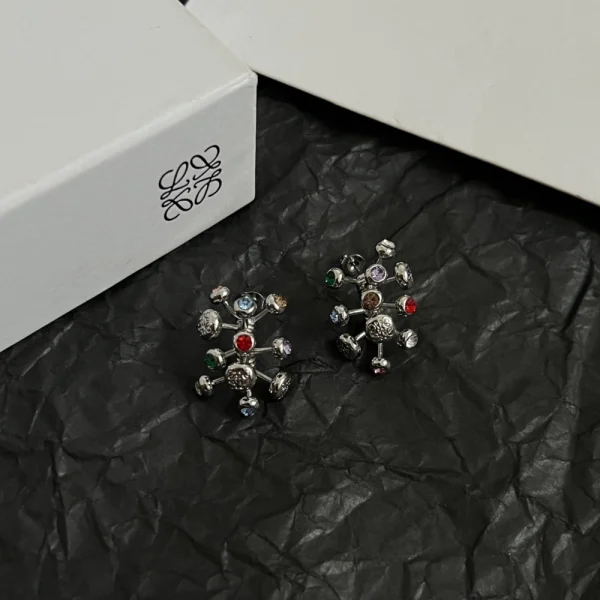 Loewe Push Pin Earrings In Sterling Silver And Crystals