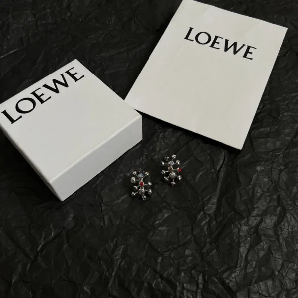 Loewe Push Pin Earrings In Sterling Silver And Crystals