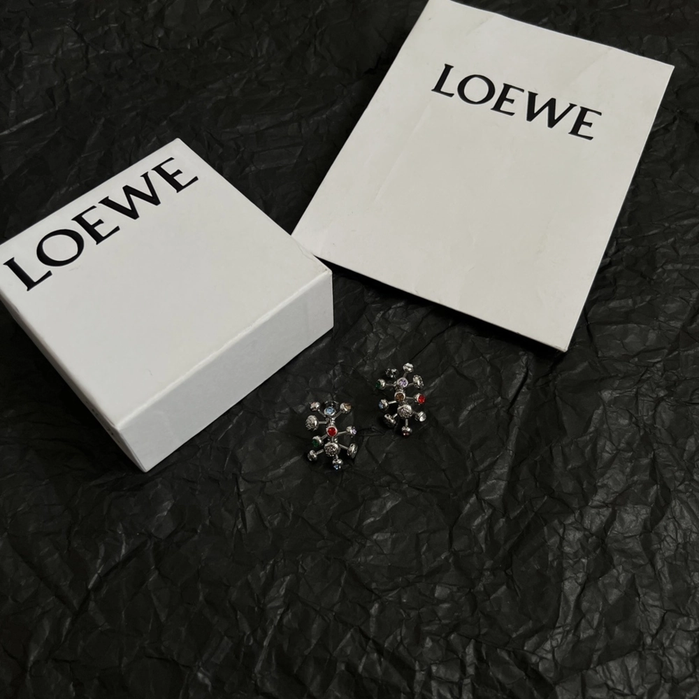 Loewe Push Pin Earrings In Sterling Silver And Crystals