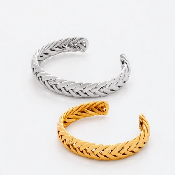 Loewe Thin Braided Cuff In Sterling Silver