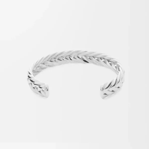 Loewe Thin Braided Cuff In Sterling Silver