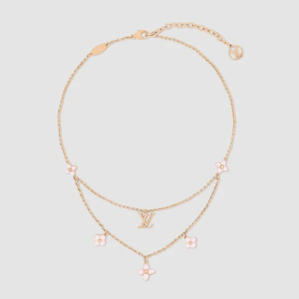 Louis Vuitton LV Floragram Necklace Pink Gold