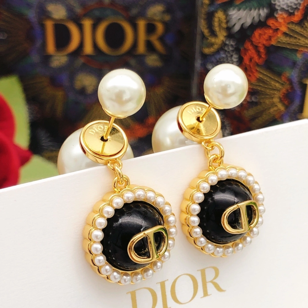 Dior Tribales Earrings Black Glass