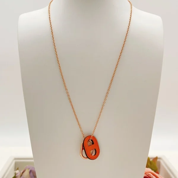 Hermes Swift O'Maillon Pendant Necklace Orange