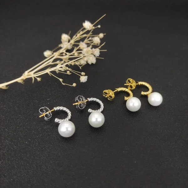 David Yurman Hoop Drop Pearl Earrings