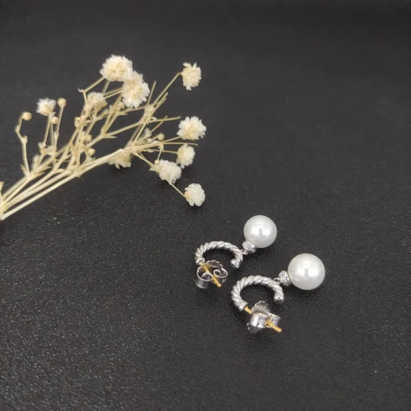 David Yurman Hoop Drop Pearl Earrings