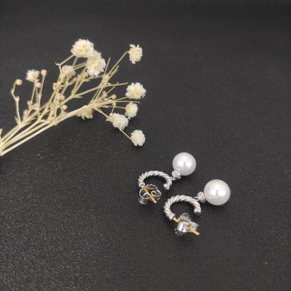 David Yurman Hoop Drop Pearl Earrings