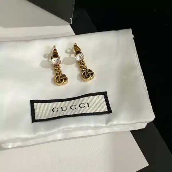 Gucci Crystal Double G Drop Earrings