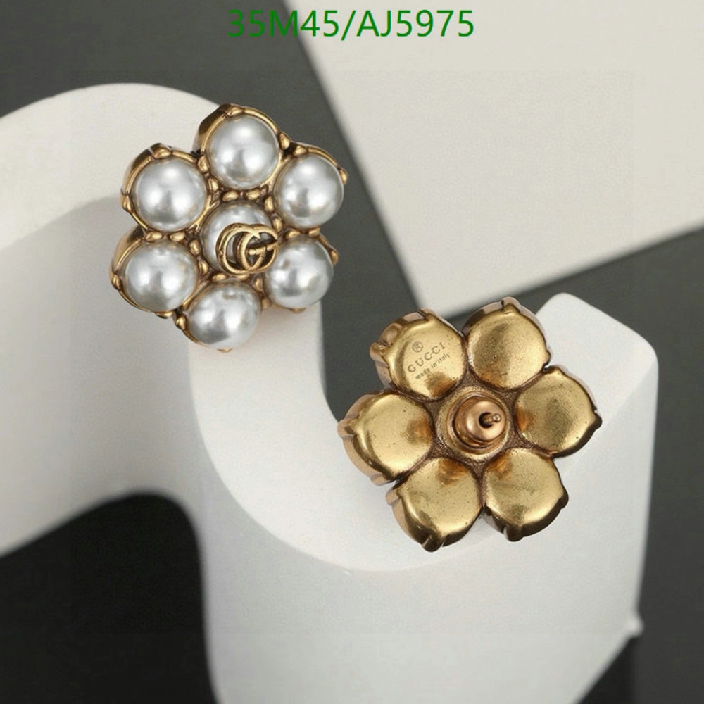 Gucci Metal Pearl Double G Earrings