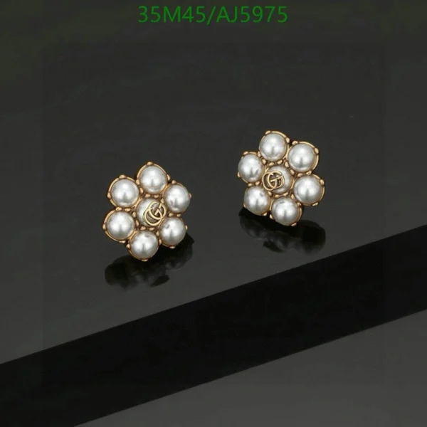 Gucci Metal Pearl Double G Earrings